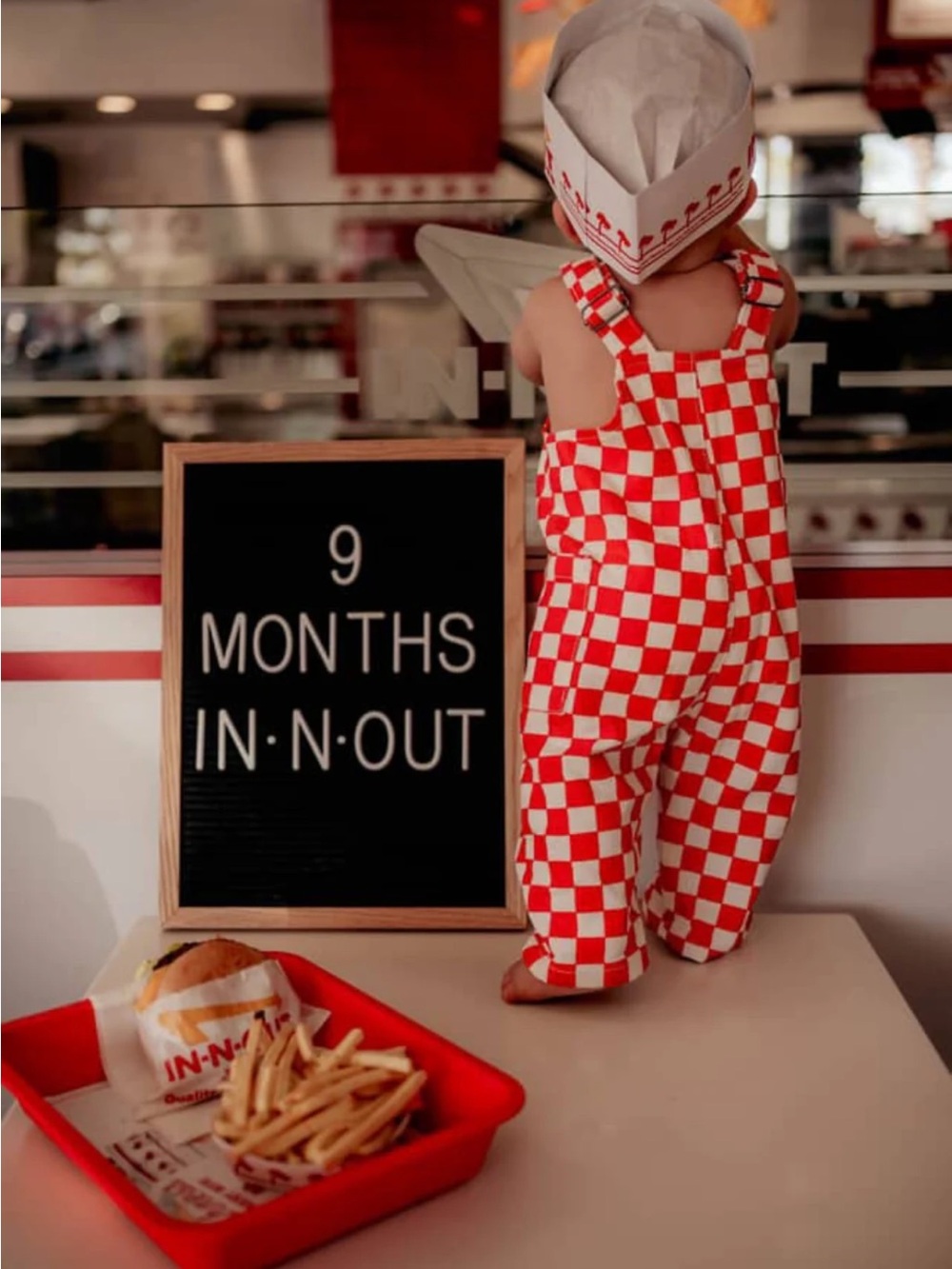Kids Red & White Checker Denim Pocket Overalls - Little Trouble 2T Unisex - Picture 2 of 9